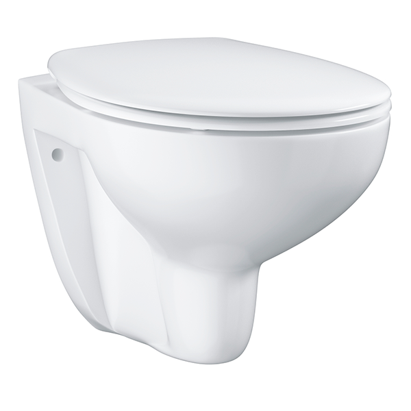 Унитаз подвесной, безободковый, с сиденьем, с крепежами, белый Grohe Bau Ceramic 39351000