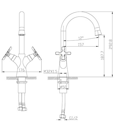 LM5706C Дуэтто Смеситель для умывальника с поворотным изливом, хром (к/к 12)