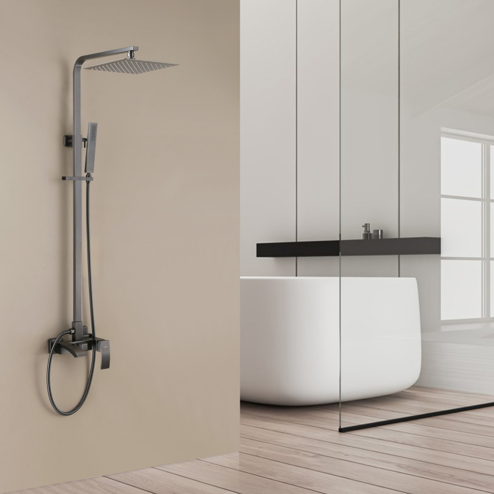 Душевая стойка ABBER Wasserfall AF8616NGL с изливом, оружейная сталь