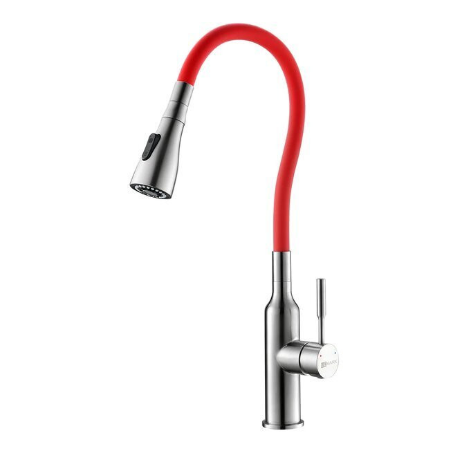 LM5082S-Red EXPERT Смеситель для кухни с поворотным изливом, сталь