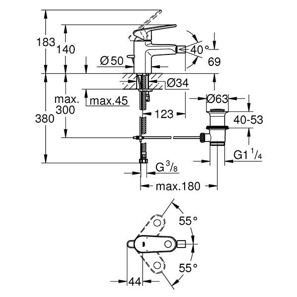 Смеситель для биде однорычажный GROHE EuroPlus 33241002