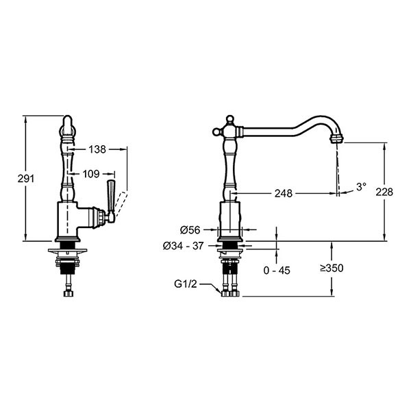 Смеситель для кухни, матовая сталь Jacob Delafon Cleo 1889 E24317-VS