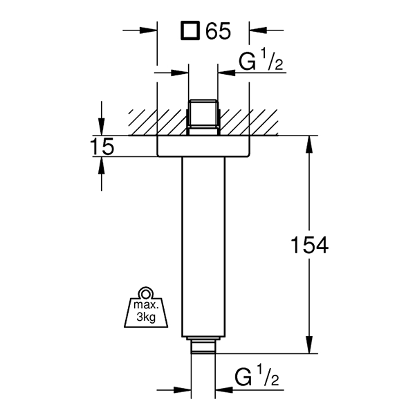 Кронштейн душевой 154, потолочный, хром Grohe Rainshower 27711000