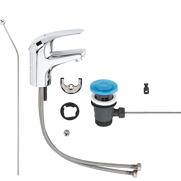 Смеситель для раковины с донным клапаном, размер S, хром Grohe Euroeco 23262000