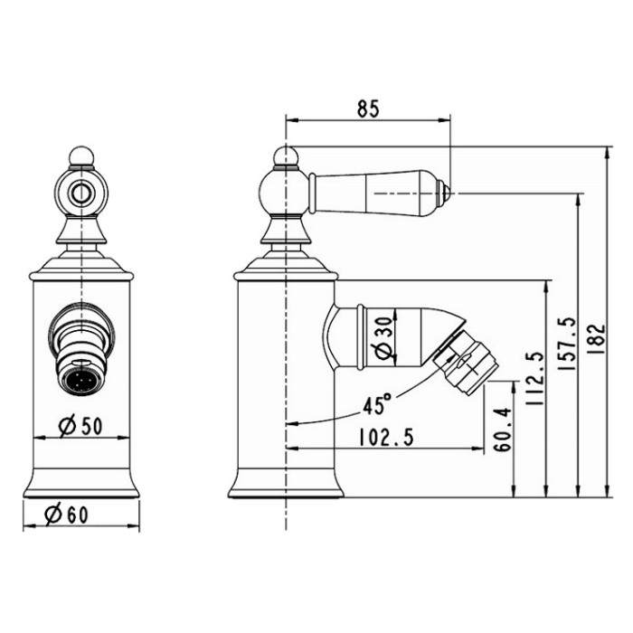 F375109U BRAVAT ART смеситель для биде, бронза (к/к 8)