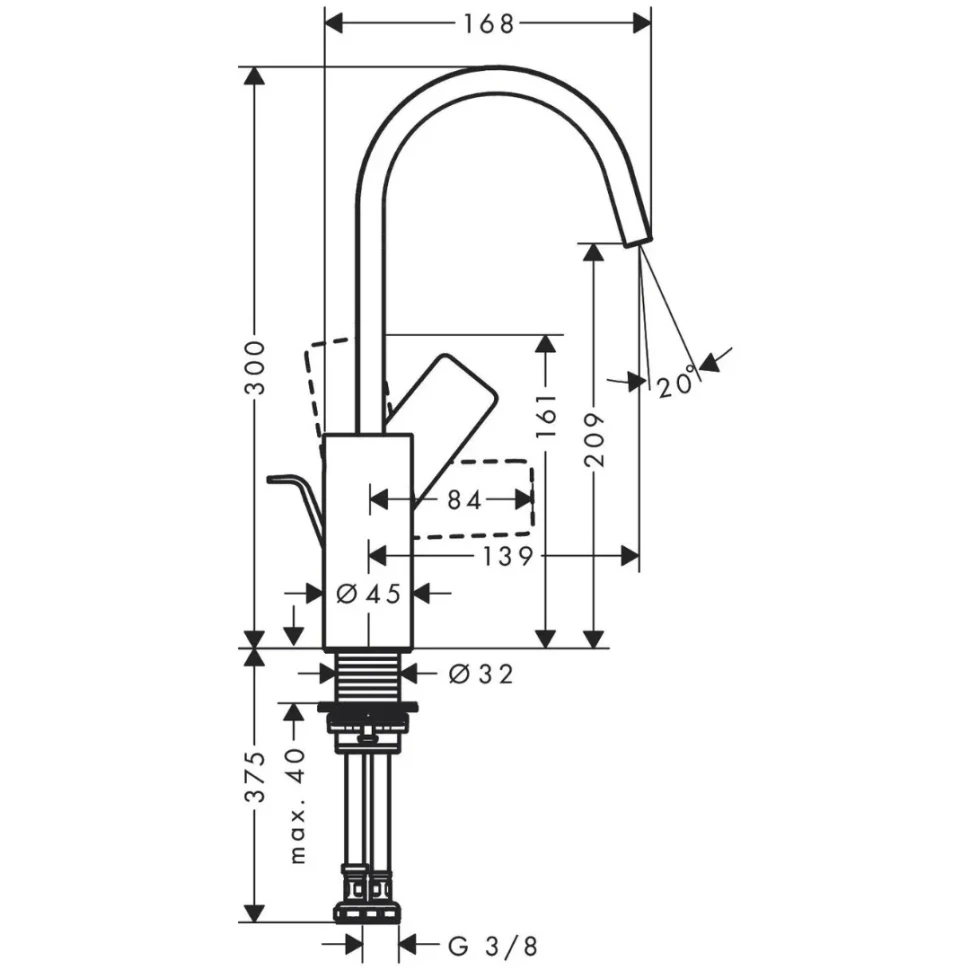 Смеситель для раковины 210, с донным клапаном, хром Hansgrohe Vivenis 75030000