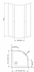 Душевая кабина 800х1700, полукруглая, прозрачное стекло, хром Radaway CLASSIC A 30011-01-01