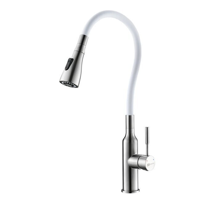 LM5082S-White EXPERT Смеситель для кухни с поворотным изливом, сталь