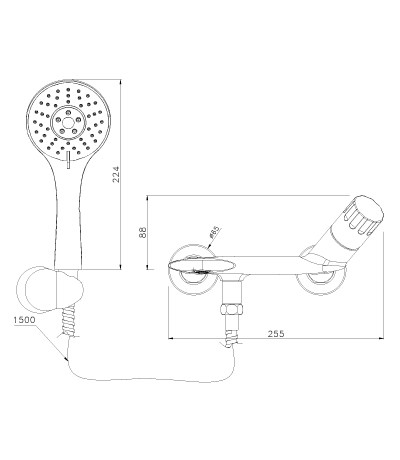 LM5302C Винг Смеситель для ванны с коротким изливом, хром (к/к 6)