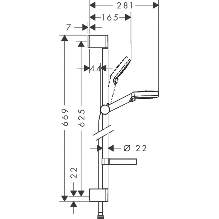 Душевой гарнитур 650 с мыльницей, хром Hansgrohe Crometta Vario 26553400