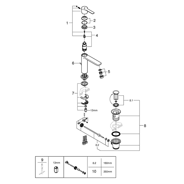 Смеситель для раковины стандартный GROHE Lineare New 32114001