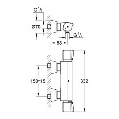 Термостат для душа с душевым гарнитуром 900, хром Grohe Grohtherm 2000 34169000