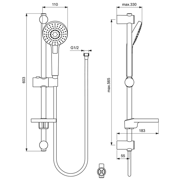 Душевой гарнитур 600, с мыльницей, хром Ideal Standard IdealRain Evo Round L3 B2620AA