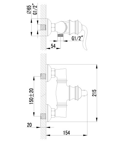 LM4703G Брава Смеситель для душа, золото (к/к 4)