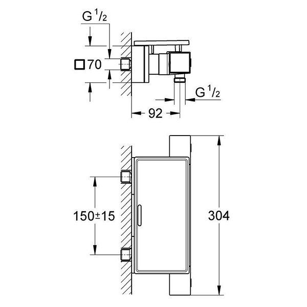 Термостат для душа с полочкой, хром Grohe Grohtherm Cube 34491000
