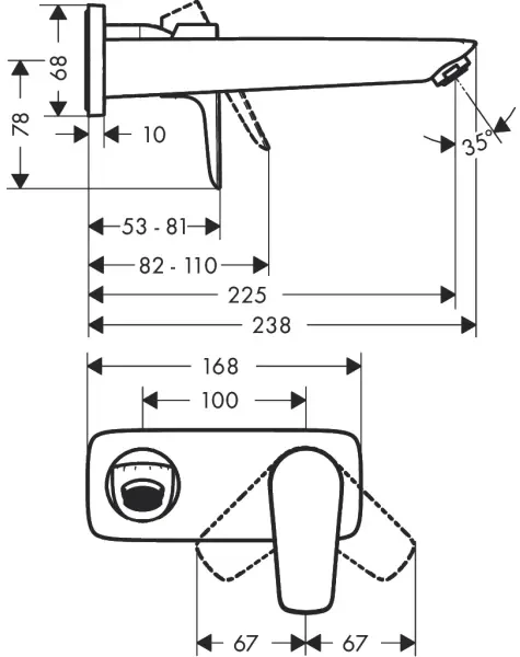Смеситель для раковины, настенный, хром Hansgrohe Talis E 71734990