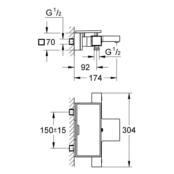 Термостат для ванны с полочкой, хром Grohe Grohtherm Cube 34502000