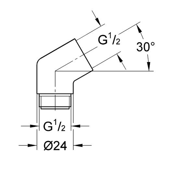 Переходник 1/2x1/2, угловой, хром Grohe Sena 28389000