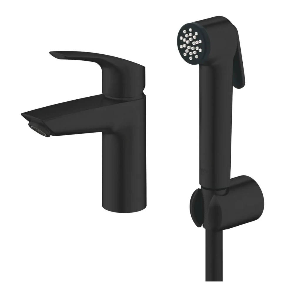 Смеситель для раковины с гигиеническим душем, размер S, черный Grohe Eurosmart 231242433