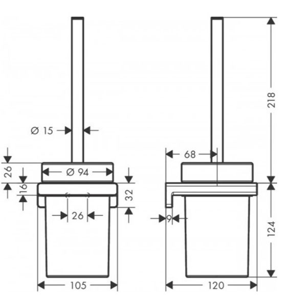 Туалетный ершик, комплект, черный Hansgrohe AddStoris 41752670