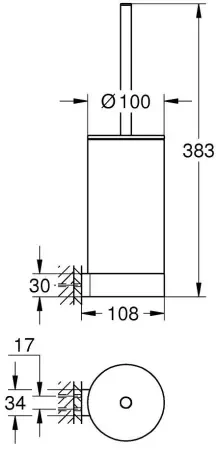 Туалетный ершик, комплект, черный фантомный Grohe Selection 41215KF0