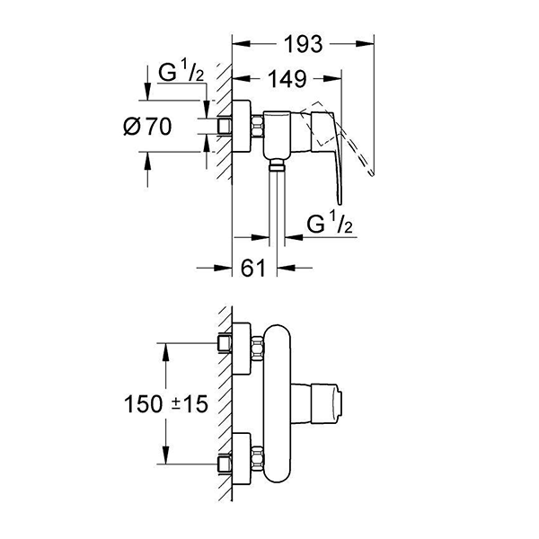 Смеситель для душа с подключением шланга GROHE EuroStyle Cosmopolitan 33590002