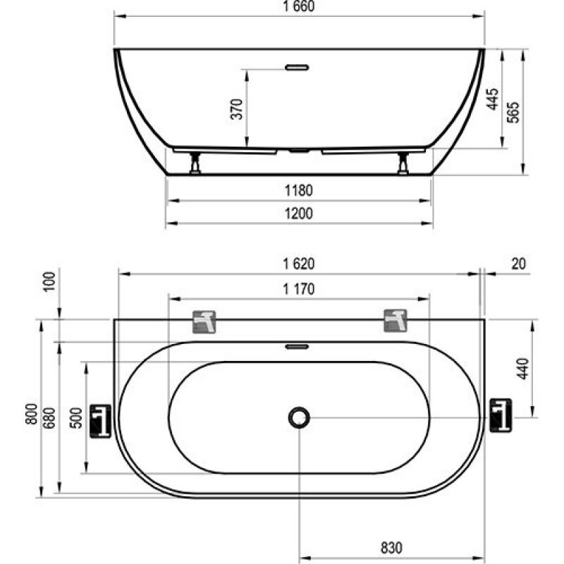Ванна акриловая RAVAK FREEDOM W 1660x800 белая отдельностоящая