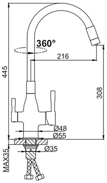 Смеситель для кухни (мойки) Hans H823.033, однозахватный