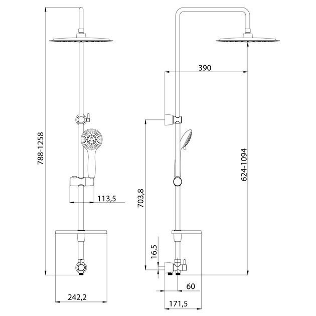 LM8802C душевой гарнитур без смес. с верх душ лейкойТропический дождь300мм  (к/к 4)