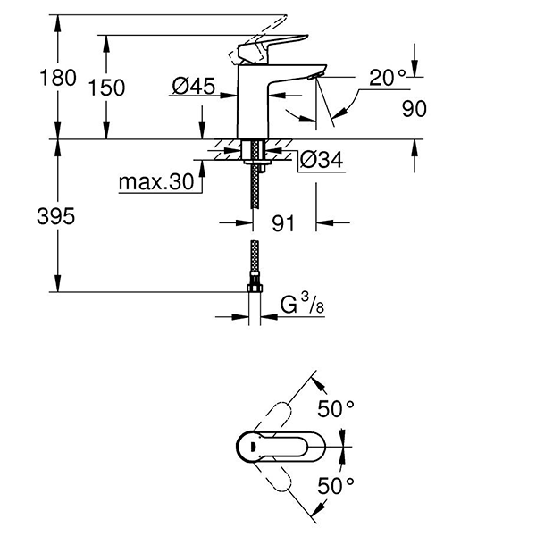 Смеситель для раковины стандартный GROHE BauEdge 23330000