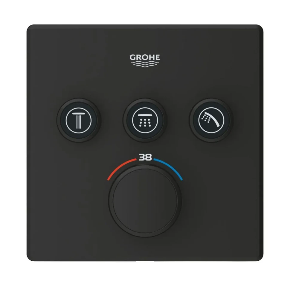 Термостат для душа, внешняя часть, на 3 положения, черный Grohe Grohtherm 102167KF00