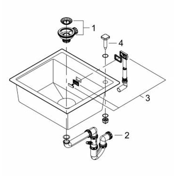Мойка K700, композитная, 560x510, черный гранит Grohe 31651AP0