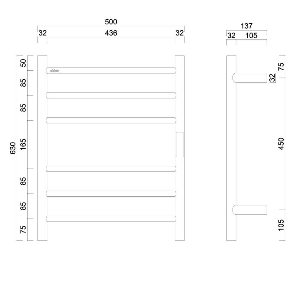 Полотенцесушитель электрический ABBER Standard AH4606NG оружейная сталь