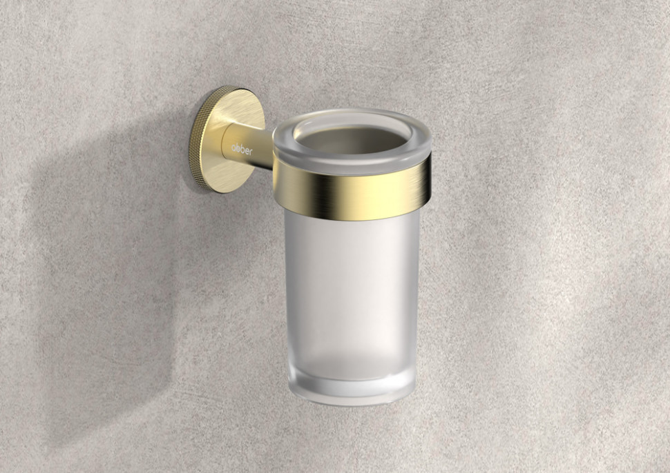 Стакан для зубных щеток с держателем ABBER Pol 316 AA1960BG брашированное светлое золото