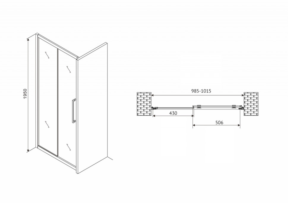 Душевая дверь ABBER Schwarzer Diamant AG30100MH