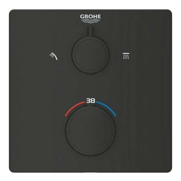 Термостат для душа, внешняя часть, на 2 положения, черный Grohe Grohtherm 1022092430