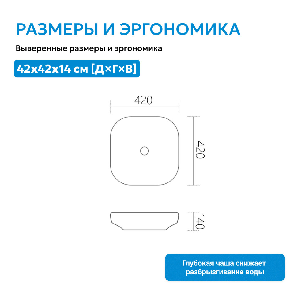 Раковина накладная ABBER Rechteck AC2217MW белая матовая