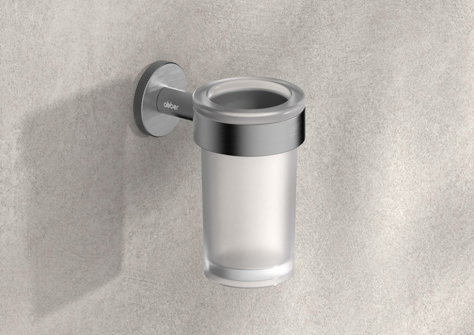 Стакан для зубных щеток с держателем ABBER Pol 316 AA1960BGG брашированная оружейная сталь