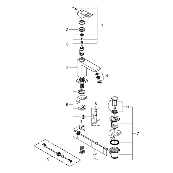Смеситель для раковины стандартный GROHE EuroCube 23445000