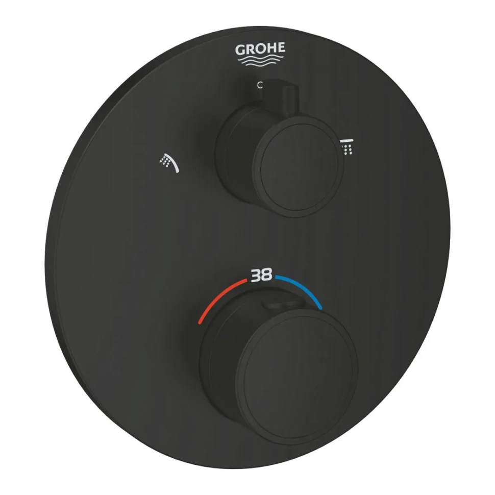 Термостат для душа, внешняя часть, на 2 положения, черный Grohe Grohtherm 1022082430