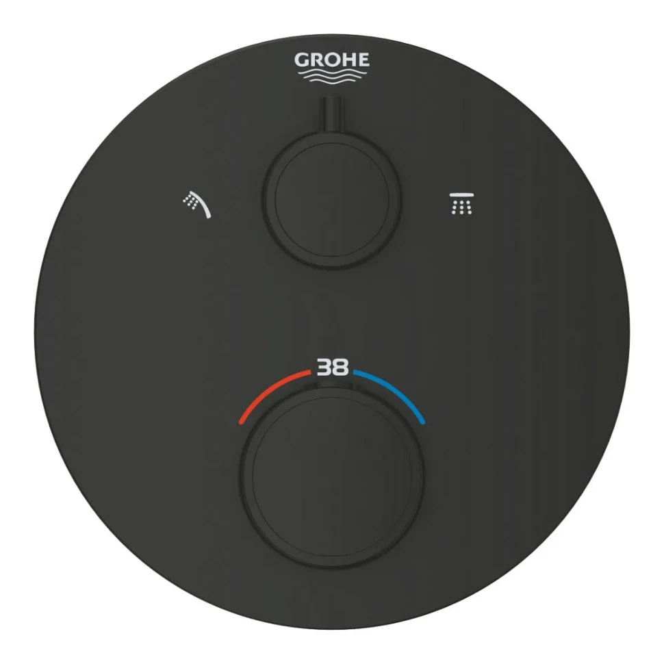 Термостат для душа, внешняя часть, на 2 положения, черный Grohe Grohtherm 1022082430