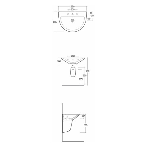 Полупьедестал для раковины Rak Ceramics Morning MORHP2500AWHA