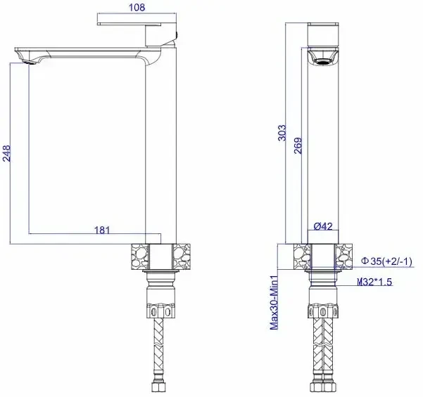 Смеситель для раковины, хром ESKO Beijing BJ25