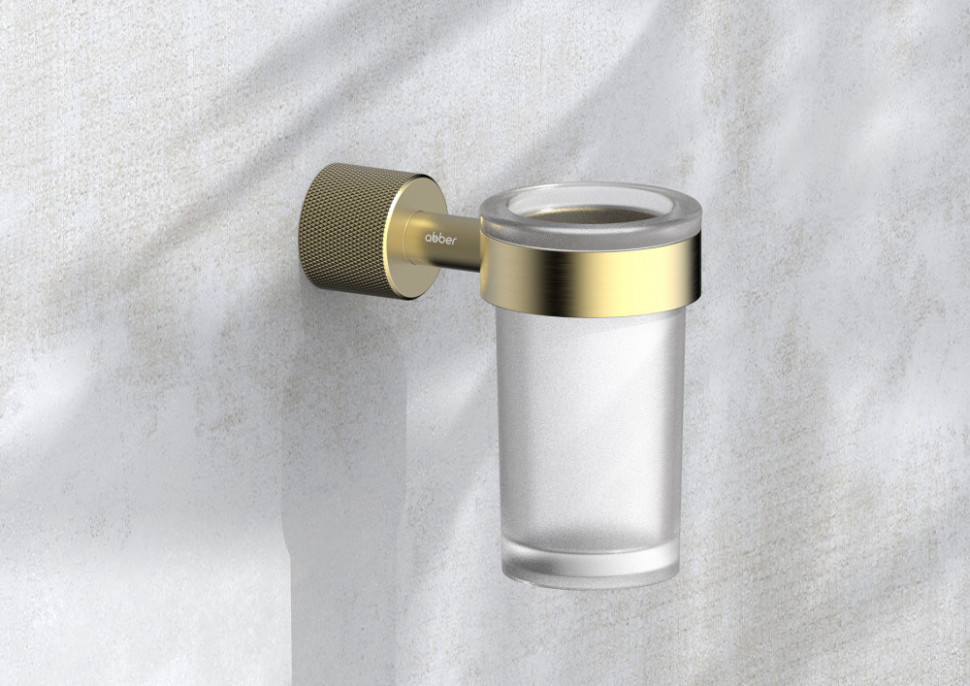 Стакан для зубных щеток с держателем ABBER Pol 316 AA1961BG брашированное светлое золото