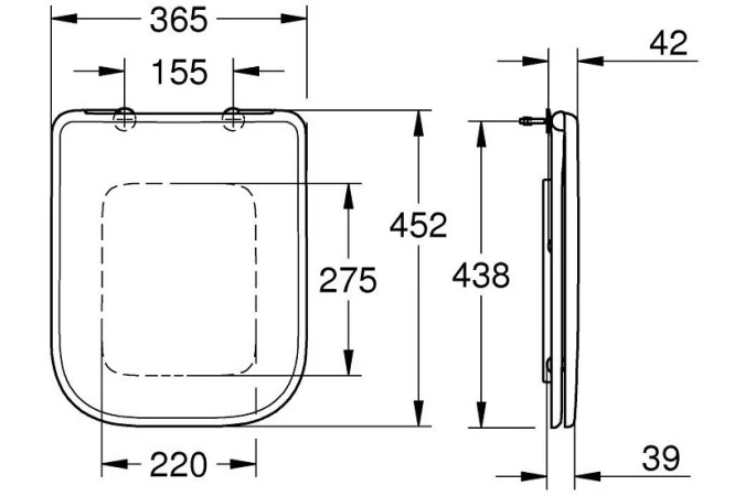 Сиденье для унитаза Grohe Bau Edge Ceramic soft close (39813000)