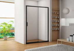 AE60-N-120H200U-BT Aquanet Pleasure, дверь в нишу 1200 мм, профиль-черн.мат. Стекло прозрачное