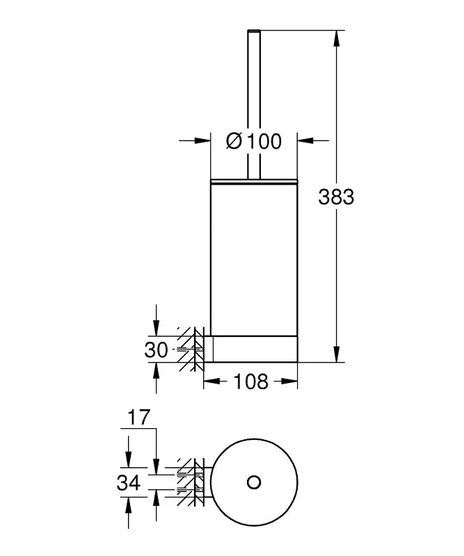 Туалетный ершик, комплект, холодный рассвет глянцевый Grohe Selection 41076GL0