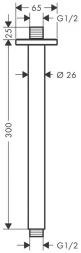 Держатель потолочный 300, черный Hansgrohe Vernis Shape 26407670