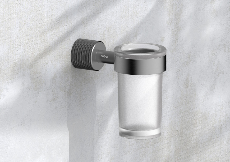 Стакан для зубных щеток с держателем ABBER Pol 316 AA1961BGG брашированная оружейная сталь