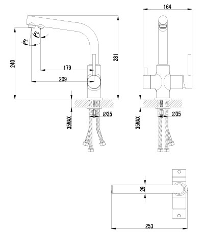 LM3061C Комфорт Смеситель для кухни, с доп. подключением к фильтру для питьевой вод хром (к/к 4)